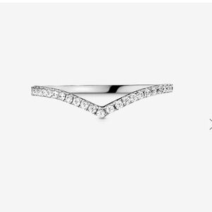 Pandora Clear CZ Wishbone Band Ring Size 9